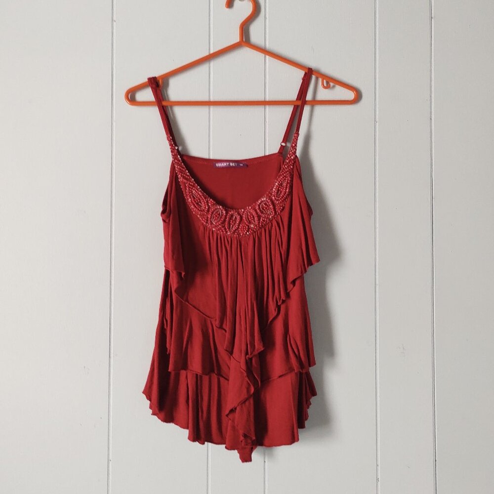 🌸 3 for $20 🌸 Smart Set Red Ruffle Front Tank Top
